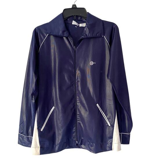 Chris Evert RARE circa 1980 Blue Tennis Warm up Icon Vintage jacket Large Shiny - Picture 1 of 8